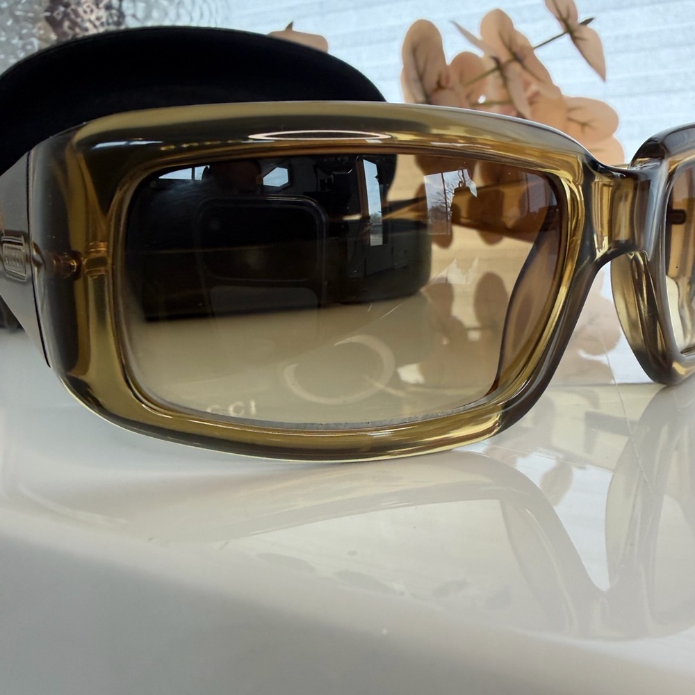 Vintage Gucci Translucent Olive Green Brown Sunglasses EUC - Picture 4 of 8
